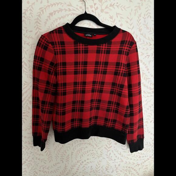 EUC Kate Spade Saturday Red Plaid Sweater - XS - Picture 1 of 4